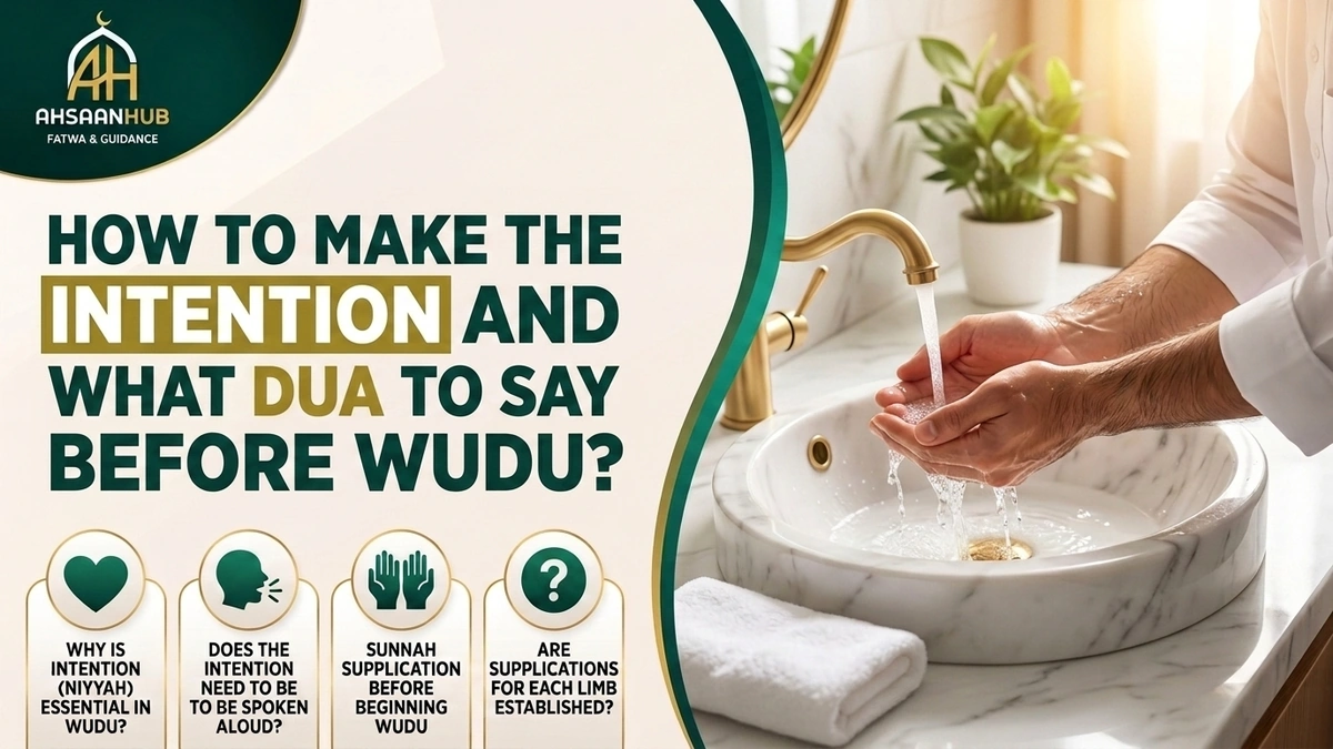 How to Make the Intention and What Dua to Say Before Wudu? Niyyah essentials, speaking aloud, Sunnah supplication, and supplications for each limb – AhsaanHub