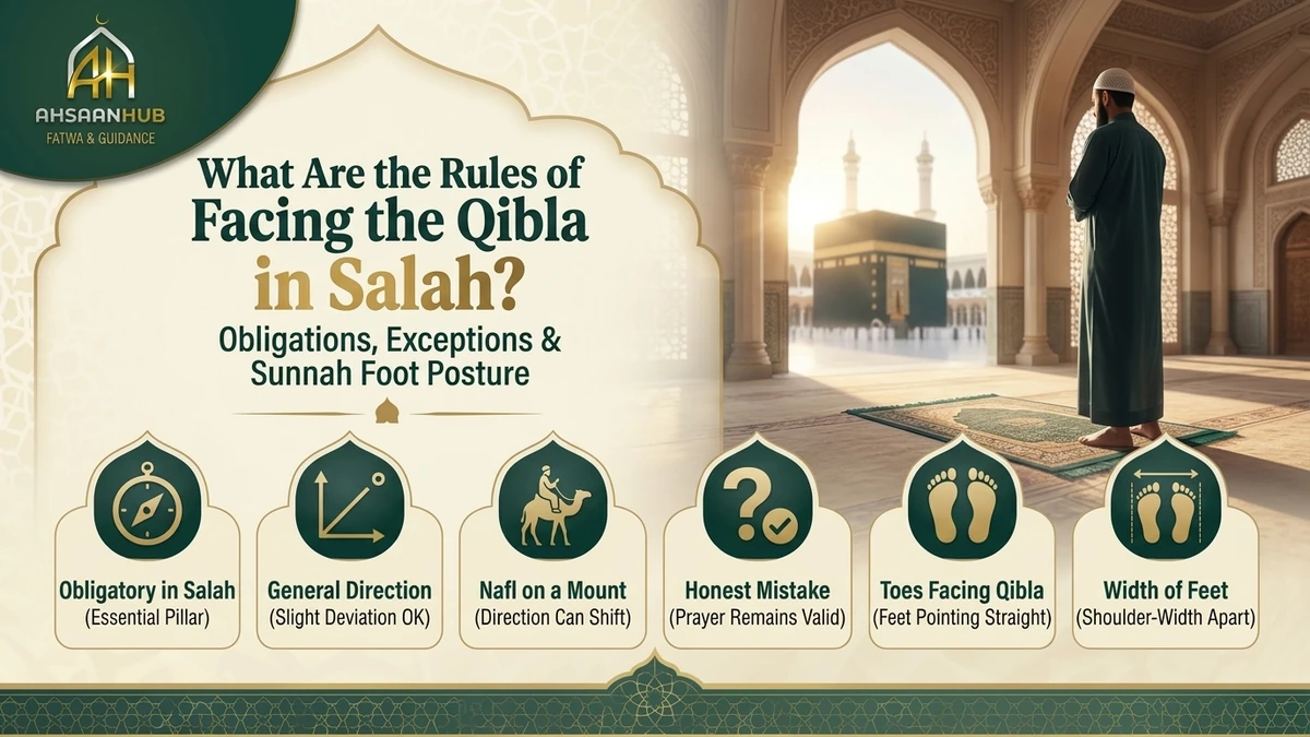 What Are the Rules of Facing the Qibla in Salah: Essential Pillar, General Direction, and Sunnah Foot Posture – AhsaanHub Fatwa & Guidance